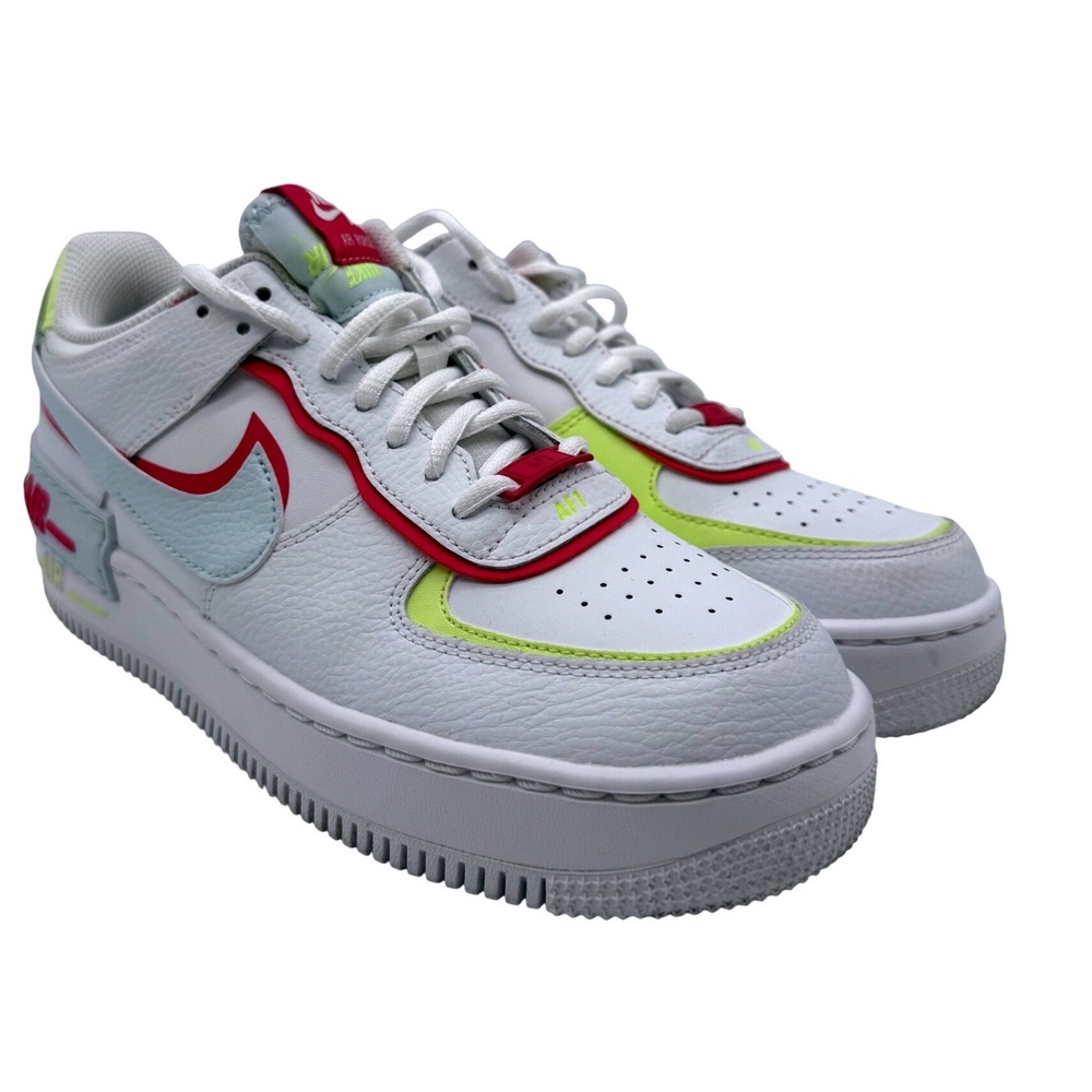 Nike Air Force 1 Shadow White Siren Red Volt Sneakers FQ8885-100 Womens 8.5